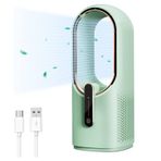 YK DESİGN Fan Model F8 Taşınabilir Masa Fanı 30 Cm Pille Çalışan Bıçaksız Fan 3 Vitesli Küçük Sessiz Usb Fanı