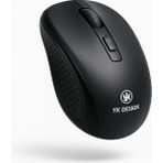 YK DESIGN Kablosuz Mouse, USB Alıcılı, Sessiz Tıklama, Çok Fonksiyonlu, Akıllı Uyku Modu (Siyah)