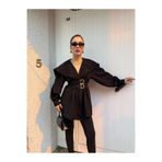 YK FASHION Çift Kemerli İnce Ceket