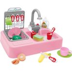 Yk Store Modern Mutfak Çeşmeli Lavabo Seti 30 Parça - Pembe