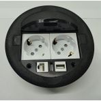 YKA Masa Üstü Priz Siyah+ 2 Ad. Priz+1 Ad. Usb+1 Ad. Ethernet Geçiş