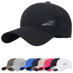 YKDLLF Üniseks beyzbol kepi, vintage görünümlü, ayarlanabilir, 6 panel, yıkanmış görünümlü, kavisli siperli, üniseks, pamuk, beyzbol şapkaları, saf renk Baseboard, Siyah, 58