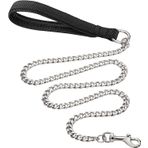 YKISIL Zincir Ağır Hizmet Tipi Metal Köpek Tasması, 4FTx3mm Çiğnemeye Dayanıklı Pet Tasma Zinciri Yumuşak Yastıklı Saplı Büyük ve Orta Boy Köpekler için Yürüyüş, Eğitim ve Seyahat (0-80 lbs)