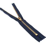 YKK Kot Pantolon, Denim, Cepler vb. İçin Kapalı Uçlu Metal Fermuar. Lacivert Bant. Altın Pirinç Diş/Baş. 9,5-7 cm arası çeşitli boyutlar. (7 inç (17,5 cm)) Altın