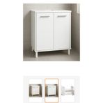 Ykm Şık Beyaz Banyo Alt Dolabı (10cm ayaklı,) Lavabo Dolabı72*45*40 Raflı, Çift Kapaklı