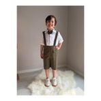 ykr design Çimalı Yazlık Erkek Bebek Şort Salopet Gömlek Papyon Takım
