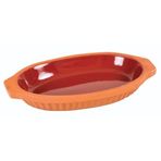 YLDZ BÜYÜK BOY DEKORLU KAYIK SIRLI TOPRAK GÜVEÇ TENCERE FIRIN TEPSİ(33 * 18 * 5 cm)