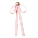 YLfly Kızlar papyon kristal taklidi önceden bağlı şerit yay broş boyun kravat gömlek üniforma, Pembe inci, One Size