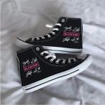 Ymn Ayakkabı Black Pink Yazılı Baskılı Siyah Bilekli Spor Ayakkabı Çocuk Sneaker