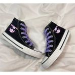 Ymn ayakkabı Çince Kuromi Baskılı, Lila Bağcıklı, Siyah Bilekli Spor Ayakkabı, Çocuk Sneaker