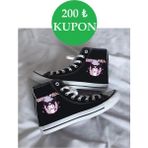Ymn ayakkabı Günlük Keten Chinese Kuromi Baskılı Siyah Uzun Sneaker Canvas Spor Ayakkabı