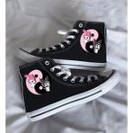 Ymn Ayakkabı Kuromi ve My Melody Baskılı Siyah Bilekli Spor Ayakkabı Çocuk Sneaker
