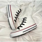 Ymn Ayakkabı Siyah Bağcıklı, Beyaz Bilekli Spor Ayakkabı Çocuk Sneaker
