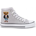 Ymn Ayakkabı Teddy Bear Ayıcık Baskılı Gri Bilekli Spor Ayakkabı Çocuk Sneaker