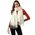 Ymomode Kadınlar için Eşarplar Pashmina Şal ve Sarar Abiye Nedime Düğün Gelin Kış Sıcak Uzun Büyük Eşarplar, Krem Beyaz, one-size-fits-all