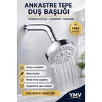 YMV Ankastre Tepe Duş Başlığı ve Borusu Gömme Duvardan Yağmurlama Duş Seti Modern Banyo Sistemi