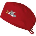 Ynk Store Tom And Jerry Baskılı Doktor Hemşire Bonesi Diş Hekimi Bonesi Aşçı Şef Bonesi Cerrahi Bone Chef Bandanası - Kırmızı - standart