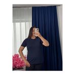 YNS BOUTİQUE Yns - Kadın Pamuklu T-shırt Ribana%100 PAMUK T-shırt Bluz kısa Kollu büyük beden KOYU Lacivert L
