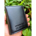 YNS Leather Siyah Erkek Cüzdan Isim Baskılı Kişiye Özel