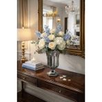 Ynsk Luxury Ayaklı Kristal Kesim Cam Kupa Vazo - Büyük Boy Salon Ofis Masası Dekoratif Obje 28X18 cm - Füme