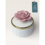 YNSK Luxury | Flowers | Kapaklı Çiçekli Dekoratif Porselen Saklama Kutusu / Takı Kutusu / Kase - Pembe