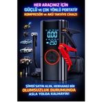 YNT İthalat EM-akü147 St-9650 Şarjlı 10.000 Mah Taşınabilir Araç Hava Kompresörü Akü Takviyeli Dijital Ekranlı Işıklı Çantalı