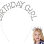 YNT İthalat Gümüş Kristal Taşlı Birthday Girl Doğum Günü Tacı İthal Ürün A Kalite 17X16 Cm SM-SMR-D080