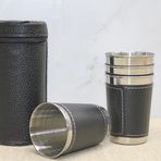 Ynt İthalat KH-ALK3925 Derili Kılıflı 4'lü Shot Bardak