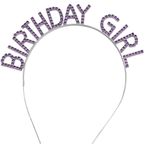 Ynt İthalat Mor Renk Kristal Taşlı Parlak Birthday Girl Yazılı Taç 16x17 Cm