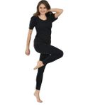 Ynt İthalat Siyah Kadın Yarım Kollu Termal Sauna Atlet Tayt Takım - 746 - 6XL
