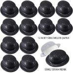YNT İthalat Siyah Renk Simli Melon Yuvarlak Parti Şapkası 12 Adet SM-SMR-D239-12