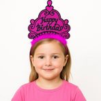 YNT İthalat SM-0649-F Fuşya Happy Birthday Prenses Tacı – Doğum Günü Taç Aksesuarı