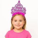 YNT İthalat SM-0649-P Pembe Happy Birthday Prenses Tacı – Doğum Günü Taç Aksesuarı