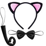 YNT İthalat SM-F032-P1 Kedi Kulak Taç Kuyruk Ve Papyon 3 Lü Set Çocuk Boy Pembe Renk