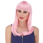 YNT İthalat SM-SMR-D036-E074 Soft Pembe Renk Uzun Düz Parti Peruğu