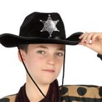 YNT İthalat SM-SMR-D163-E179 Çocuk Kovboy Şapkası Sheriff Şapkası Siyah Renk