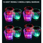 YNT İthalat SM-SMR-E160-12 Led Işıklı Eğlence Bardakları - 3 Modlu Renk Değiştiren Bardak 12 Adet