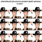 YNT İthalat SM-SMR-E179-12 Kovboy Şerif Şapkası Siyah 12 Adet - Kostüm, Parti Ve Gösteri Şapkası