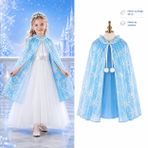YNT İthalat SM-SMRX269C Kar Tanesi Desenli Mavi Elsa Pelerini - Astarlı Frozen Pelerini 85 Cm