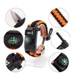 YNT İthalat TD-0018TDU-1159 Paracord Dijital Saat Düdük Hayatta Kalma Turuncu Kamp Bilekliği