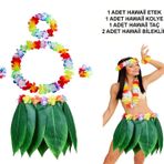 YNT İthalat Yetişkin Hawaii Kostüm Seti - Yaprak Etek Hawaii Set - 5 Parça SM-SMR-E030-E023