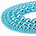 Yochus Lightblue Hematit Yuvarlak Gevşek Boncuklar Takı Yapımı için Doğal Taş Boncuklar 6mm Boncuk