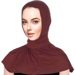 YOFASEN Kadın tesettür şalı - nefes alan türban şapka Müslüman ayarlanabilir tesettür atkısı başörtüsü tokalı türban bere, Kahverengi, M(56-58cm)
