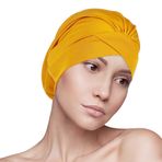 YOFASEN Kadın türban şapka - Müslüman tesettür baş örtüsü alın haç ve çapraz şapka Beanie bandanalar kemoterapi saç dökülmesi şapka, Sarı, M(56-58cm)