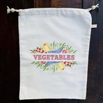yofu yoga and food Baskılı Çok Amaçlı Bez Kese Kumaş Kese%100 Ham Pamuk (Vegetables, 30x40 cm)