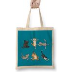 Yoga Cat Kedi Bez Çanta Uzun Saplı - Açık Bej - 40 X 40