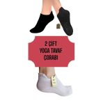 Yoga Çorap 2 Çift Pilates Tavaf Kaymaz Silikon Taban Pamuklu Kadın Çorabı Dikişsiz Siyah Beyaz