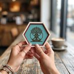Yoga ve Yaşam Ağacı Temalı Minimalist Obje, Ev ve Ofis İçin Estetik Mini Dekor 10x10 cm