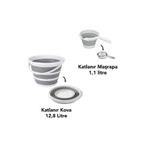 YOGH Katlanır Katlanabilen Kova 12,8 Litre Katlanır Maşrapa (Koçero) Gri 2'Lİ SET