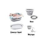 YOGH MEGA BOY Katlanır Banyo Mutfak Seti Katlanır Çamaşır Sepeti Katlanır Kova Maşrapa 3 lü Set